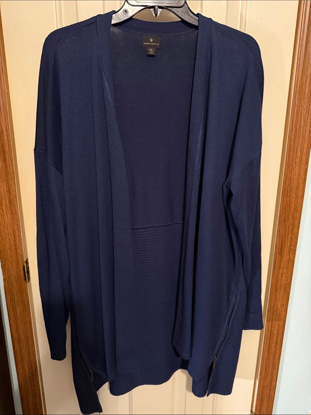 Worthington Navy Open-Front Womens Cardigan Sweater size XL